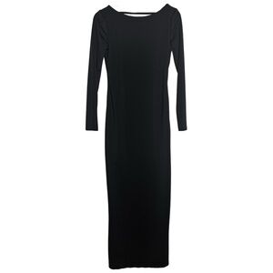 long sleeve black backless maxi dress (S)